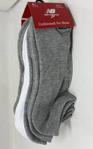 New Balance Mens 6 pack Cushion No Show Sock Support SZ L Size 8-12.5 Gray White - Picture 1 of 3