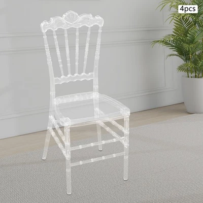 4pc Clear Dining Chairs 37*38*91.5cm Stackable Chair Max Load 160kg Freestanding - Image 1 of 4