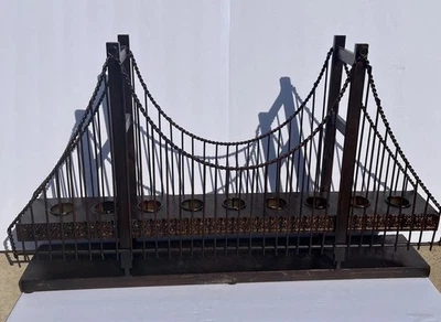 "Soporte de luz de té puente colgante grande 17,5x30"" tiene capacidad para 9 luces de té metal marrón" Foto 1 de 4