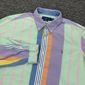Polo Ralph Lauren Shirt Men XL Fun Shirt Pastel Stripe Button Oxford Custom Fit - Picture 1 of 15