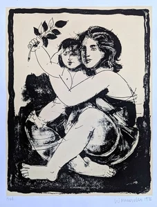 Womacka, Walter (1925 - 2010) "Mutter mit Kind", signiert 1972 - Bild 1 von 1