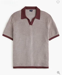J.Crew Merino Woolblend Johnny-collar Sweater Polo Rusted Red NWT Sz S MSRP:$110 - Picture 1 of 4
