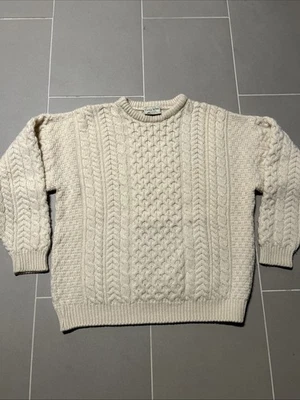 Suéter Carraig Donn Ireland Hombre’s L Nuevo Lana Tejido con Cable Marfil Pescador Foto 1 de 4