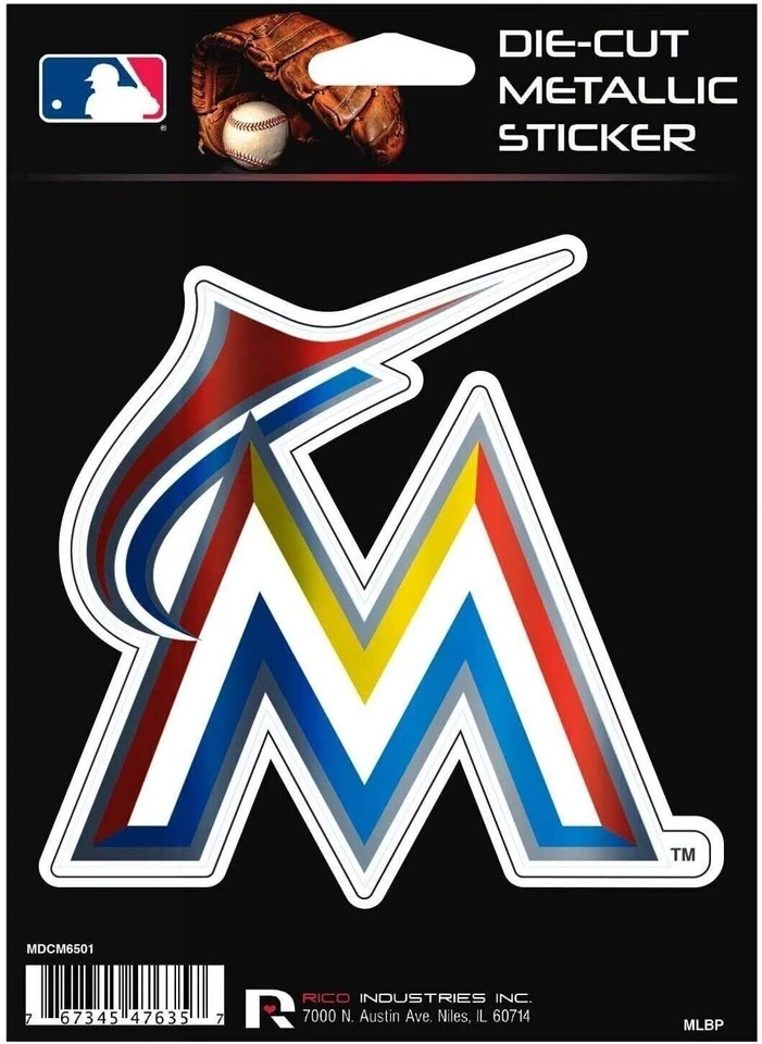 Miami Marlins Retro Logo 5 Inch Die Cut Decal Sticker, Metallic Shimmer... - Image 1 of 1