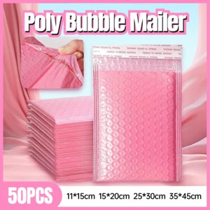 50 Pack Durable Poly Bubble Mailers Assorted Sizes Secure Padded Envelope Bags - Picture 1 of 16
