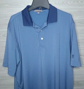 Peter Millar Medium Summer Comfort Blue Striped Polo Golf Shirt - Picture 1 of 5