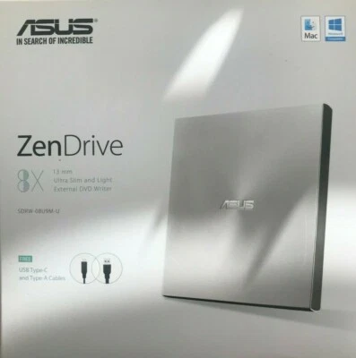 ASUS - SDRW-08U9M-U - ZenDrive External DVD-Writer - Silver - Image 1 of 3