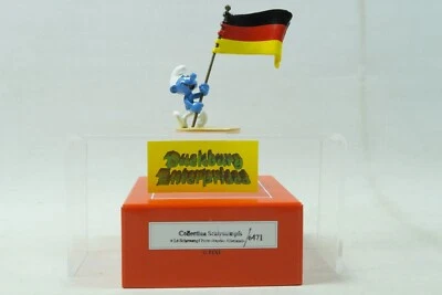 Schlumpf mit Deutschland Flagge / Fahne  Metall Fa. Pixi 6471 - Bild 1 von 2