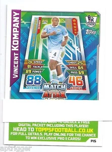 2015 / 2016 EPL Match Attax Live (P15) Vincent KOMPANY Manchester City - Picture 1 of 1