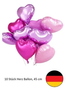 10 x Luftballons Lila, Pink, Rosa Folie Set Hochzeit Geburtstag Herz Liebe - Bild 1 von 2
