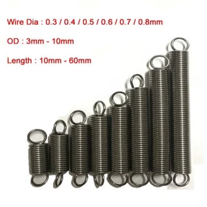 10 piezas 304 diapositivas de cable de resorte de tensión extensión de acero inoxidable 0,3-0,8 mm - Imagen 1 de 4