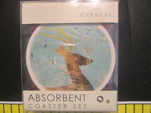 Cypress Home Holiday Elegance Blue Absorbent Coaster Set of 4 - Picture 1 of 3