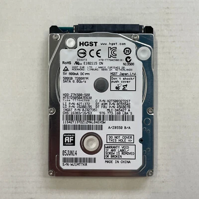 Hitachi Z7K500-500 500GB 2.5" SATA HDD 7200RPM 6.0GB/s 0J32735 HTS725050A7E630 - Image 1 of 4