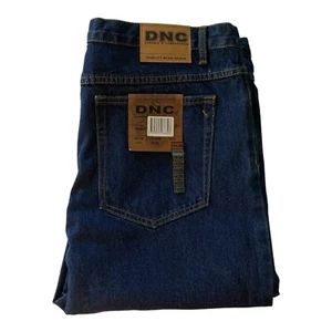 New DNC Men 102R W40 L33 Work Jeans Cotton Tradies Straight Dark Wash Blue 3317 - Picture 1 of 10