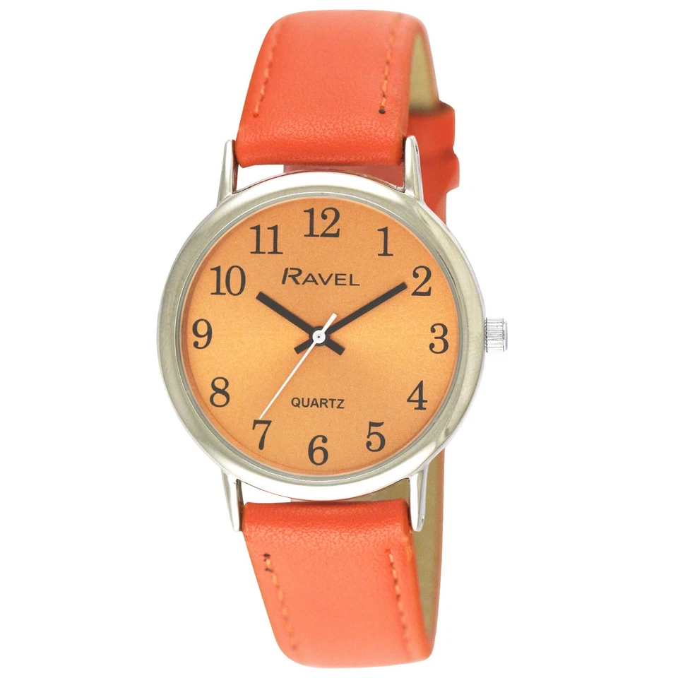 Ladies Classic Easy Read Large Dial Watch Bright Orange By Ravel R0140.08.1 - Image 1 of 1