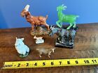 Whimsical Set Of 6 Goat Figures - 1 Bobblehead, 1 Faux Jade, Ceramic - See Photo