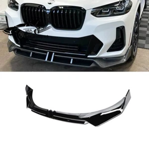 Gloss Black Front Bumper Spoiler Lip For 2022-2025 BMW X3 G01 X4 G02 LCI M Sport - Picture 1 of 12