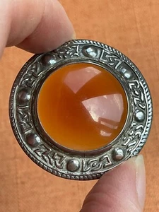 Vintage Scottish Silver Brooch, Orange Agate by Robert Allison, RA 1971 Hallmark - Picture 1 of 6