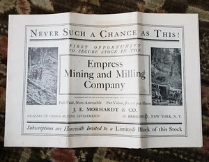 Antigua Empress Mining & Milling Co. Big Creek Mining Dist. Folleto de stock de Idaho - Imagen 1 de 11