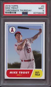 2018 Topps Throwback Thursday 3 Mike Trout PSA 9 Mint 1968 FB Design - Picture 1 of 4