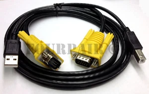 5ft KVM Switch Cable - USB VGA Wire Cord Plug 3-in-1 Monitor Keyboard Mouse PC - Picture 1 of 1