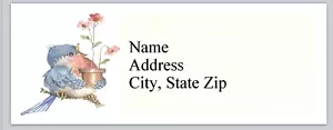 Personalized Address Labels  BlueBird  with flower pot (bx 807) - Picture 1 of 3