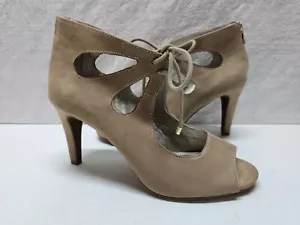 ANA Women Size 10 Pumps 3.5 Stiletto Heel Peep Toe Slotted Zip & Lace Dress Shoe - Picture 1 of 11