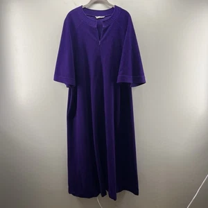VINTAGE Vanity Fair Kleid Morgenmantel Damen L lila Nachthemd Fleece Hausmantel Oma - Bild 1 von 6