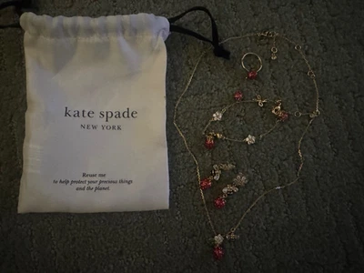 NUEVO Collar, Pendientes, Pulsera y Anillo Kate Spade Strawberry Fields Foto 1 de 4