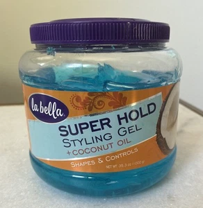 La Bella Super Hold Hair Styling Gel + Coconut Oil 35.3oz  ‼️90% Full‼️ - Picture 1 of 5