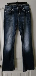 Miss Me Jeans Standard Boot Cut Damen 28 Distressed Dark Wash Denim Flare - Bild 1 von 20