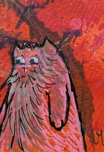 ACEO Cat Painting Original Kittens Play Contemporary Folk Art By Josh Merritt - Bild 1 von 1