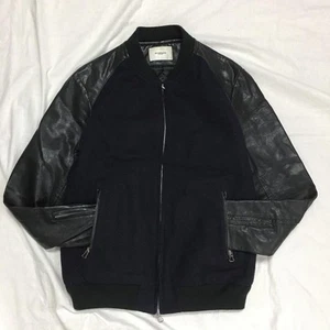Vintage 90s Outer real leather sleeve stadiumJumper used in JAPAN Size M - Picture 1 of 17