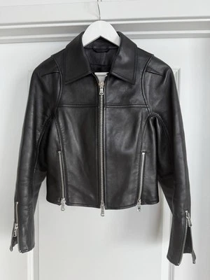 3.1 Phillip Lim Leather Jacket Ruffle Hem Size 4 - Image 1 of 4