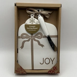 Neu Geschenkset weiß Keramik Servierbrett 10"x6' mit Streuer Wurstwaren Käse - Bild 1 von 2