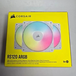 CORSAIR RS120 ARGB 120mm PWM Fans Low-Noise Magnetic Dome Bearing 3 Pack - Picture 1 of 4