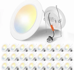 Amico Recessed Lighting 5/6 Inch 24 Pack 5CCT Flat LED Can Lights 12W ETL - Picture 1 of 4