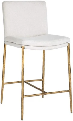 Uttermost 23844 Ascend 18"W Metal and Polyester Accent Stool - Aged Gold / White - Image 1 of 4