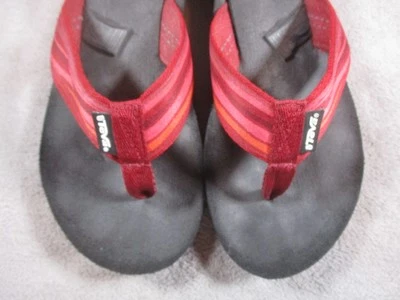 Teva Mush Chanclas Zapatos Mujer Talla 7 Rojo Negro Rayas Plataforma Sandalias Playa Foto 1 de 4