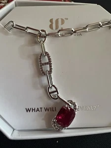 Bomb Party July 25' Necklace NK13277 Dazzling Heartfelt Desire Ruby/Rhodium - Picture 1 of 4