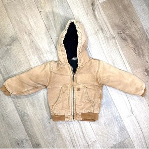 Carhartt Jacket Toddler 4T Quilt Lined Duck Canvas Full Zip Hooded Unisex - Picture 1 of 4