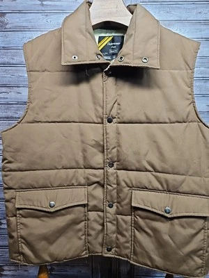 Outerwear From Sears Men's Vintage  80s Puffer Vest XL Brown Pockets Sleeveless  - Image 1 of 4