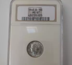 1945 D 10C - Mercury Dime MS67 NGC - Picture 1 of 5
