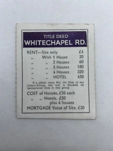 Monopoly Spare Replacement Card - Whitechapel - Picture 1 of 2