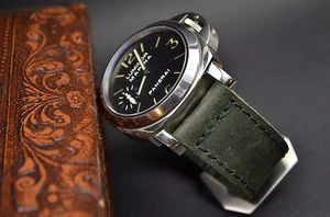 CORREA RELOJ 26 24 22 MM FLEX VERDE I GENUINO CUERO APTA PANERAI ETC MA STRAP - Foto 1 di 12
