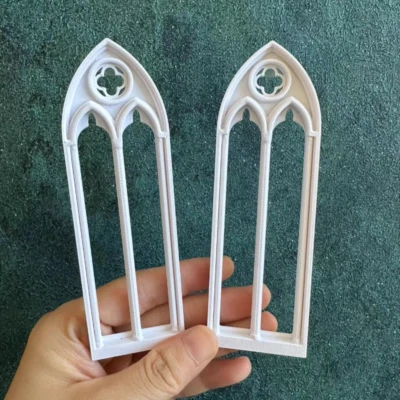 2PC Window 1/12 Scale Dollhouse Miniatures Lot European Style 3D Printing Resin - Image 1 of 4