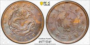 1903 China Empire 20 Cash PCGS AU-Details/97 BN Y-5 - Picture 1 of 5