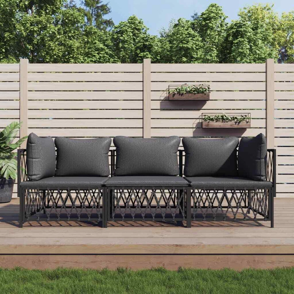 Garten Lounge Set mit Kissen Gartenmöbel Sofa Garnitur Sitzgruppe Stahl NEU DE - Bild 1 von 4