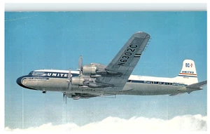 United DC-7 pride of the fleet Airplane Postcard Posted 1955 - Picture 1 of 2