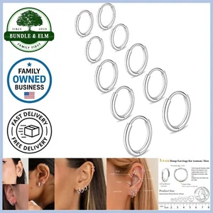 Small Gold Silver Hoop Earrings Set Hypoallergenic Surgical Steel for Sensiti... - Picture 1 of 9